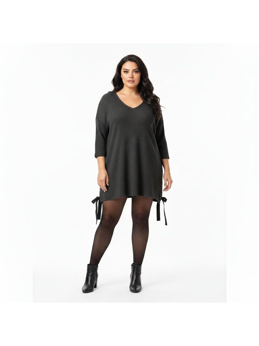 *Torrid Dark Gray Knit Top with Criss-Cross Tie Knot  – Size 2X